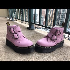 Dr Martens Devon Heart Leather Platform Boots (pink)